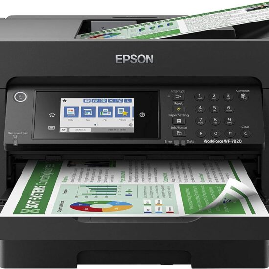 Epson Workforce Pro WF-7820 Wireless Duplex All-in-One Wide-Format Printer, Copier, Scanner, and Fax with 50 Page ADF, 250 Sheet Paper Capacity and Mobile Printing, Black